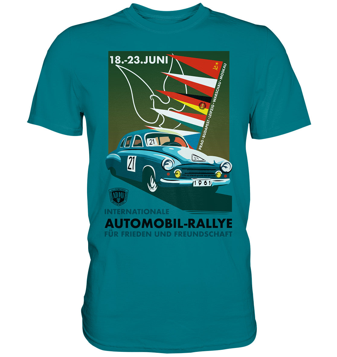 DDR Ostalgie Shirt Unisex • INTERNATIONALE RALLYE WARTBURG 1961 (ORIGINAL-PLAKAT)