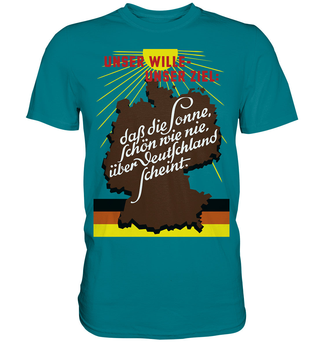 DDR Ostalgie Shirt Unisex • DASS DIE SONNE SCHÖN WIE NIE, ÜBER DEUTSCHLAND SCHEINT - ORIGINAL DDR-PLAKAT