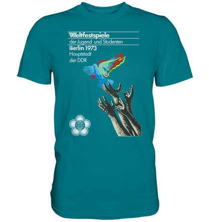 DDR Ostalgie Shirt Unisex • WELTFESTSPIELE BERLIN, DDR 1973 - FRIEDENSTAUBE