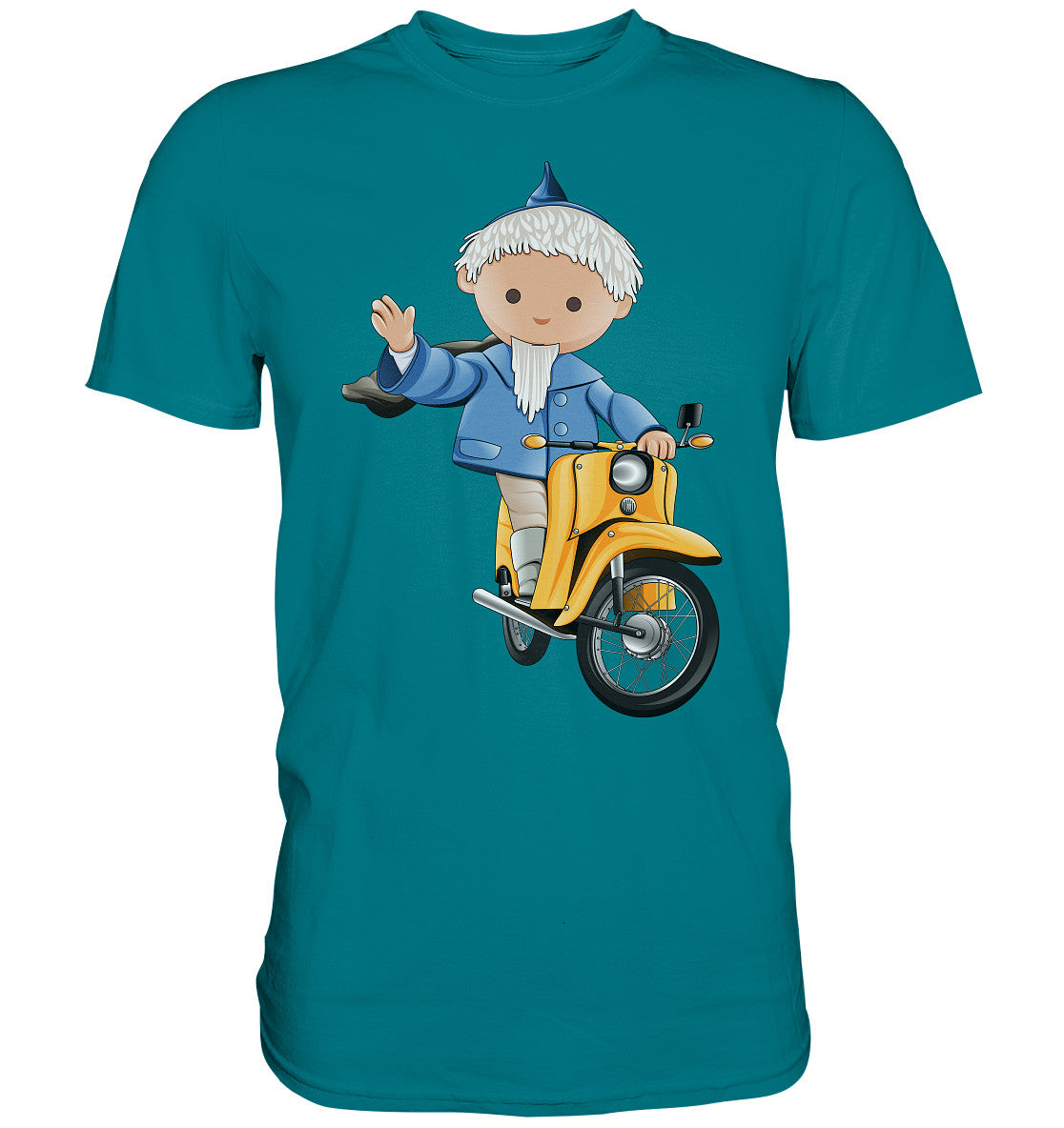 DDR Ostalgie Shirt Unisex • UNSER SANDMÄNNCHEN - AUF DER SCHWALBE - BLAU (PU-137, 1973)