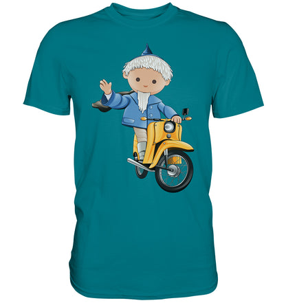 DDR Ostalgie Shirt Unisex • UNSER SANDMÄNNCHEN - AUF DER SCHWALBE - BLAU (PU-137, 1973)