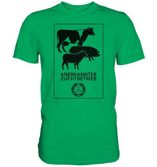 DDR Ostalgie Shirt Unisex • ANERKANNTER ZUCHTBETRIEB (ORIGINALSCHILD)