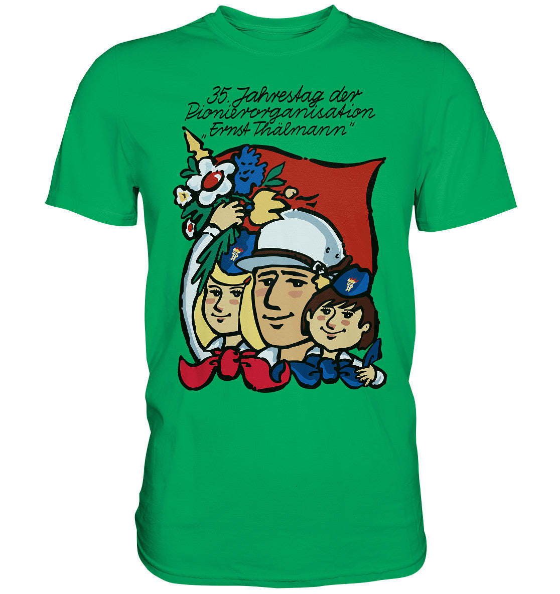 DDR Ostalgie Shirt Unisex • 35 JAHRE PIONIERORGANISATION ERNST THÄLMANN (ORIGINAL DDR-PLAKAT)