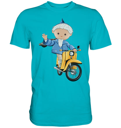 DDR Ostalgie Shirt Unisex • UNSER SANDMÄNNCHEN - AUF DER SCHWALBE - BLAU (PU-137, 1973)