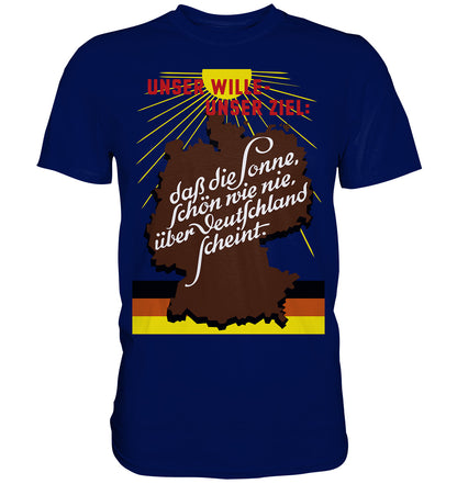 DDR Ostalgie Shirt Unisex • DASS DIE SONNE SCHÖN WIE NIE, ÜBER DEUTSCHLAND SCHEINT - ORIGINAL DDR-PLAKAT