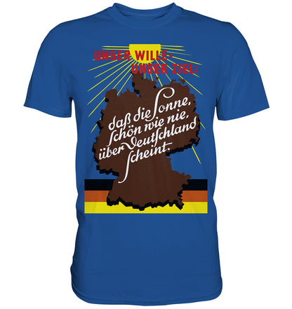 DDR Ostalgie Shirt Unisex • DASS DIE SONNE SCHÖN WIE NIE, ÜBER DEUTSCHLAND SCHEINT - ORIGINAL DDR-PLAKAT