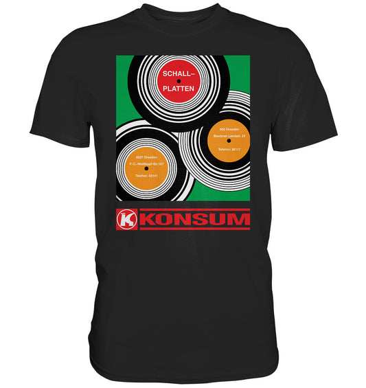 DDR Ostalgie Shirt Unisex • KONSUM SCHALLPLATTEN DRESDEN