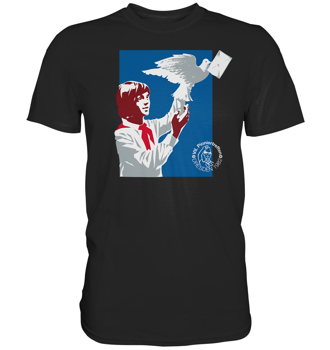 DDR Ostalgie Shirt Unisex •  PIONIERE FÜR FRIEDEN - DRESDEN 1982
