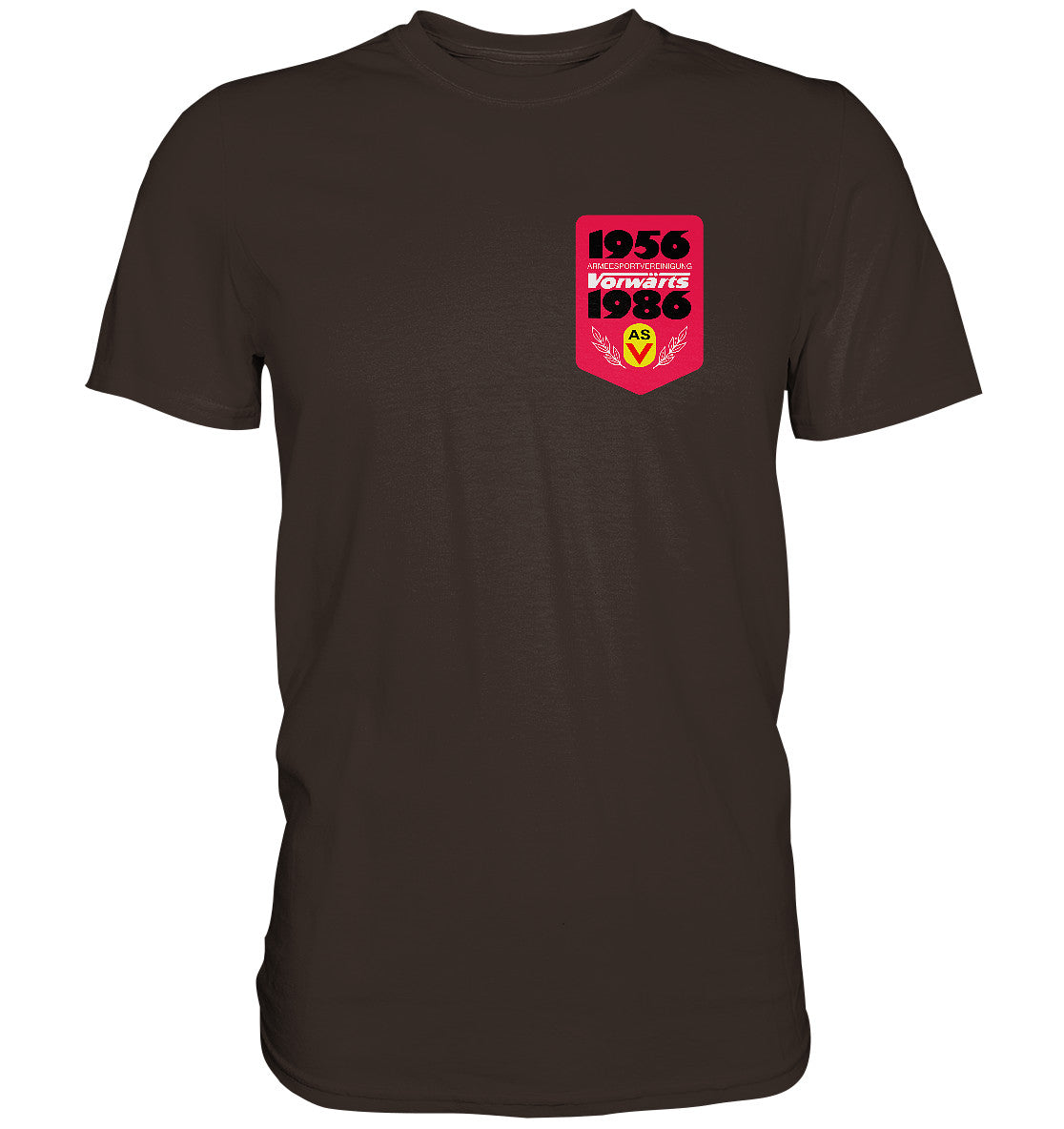 DDR Ostalgie Shirt Unisex • ARMEESPORTVEREINIGUNG VORWÄRTS 1956-1986, BRUST BADGE