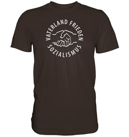 DDR Ostalgie Shirt Unisex • VATERLAND FRIEDEN SOZIALISMUS (DDR LOGO)
