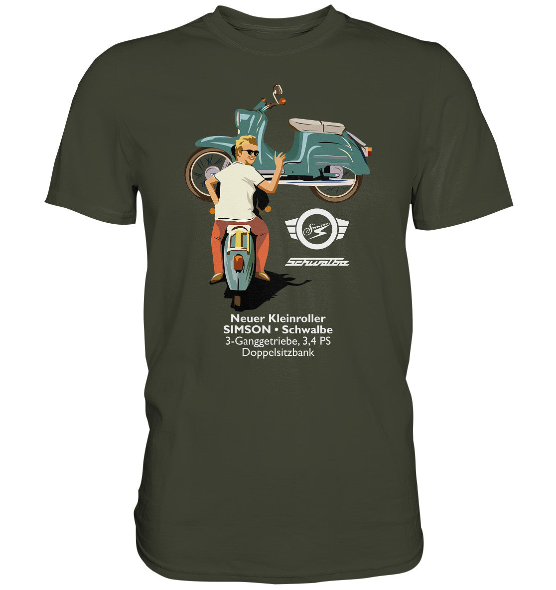 DDR Ostalgie Shirt Unisex • SIMSON SCHWALBE - ORIGINAL WERBUNG 1964 - PLAKAT