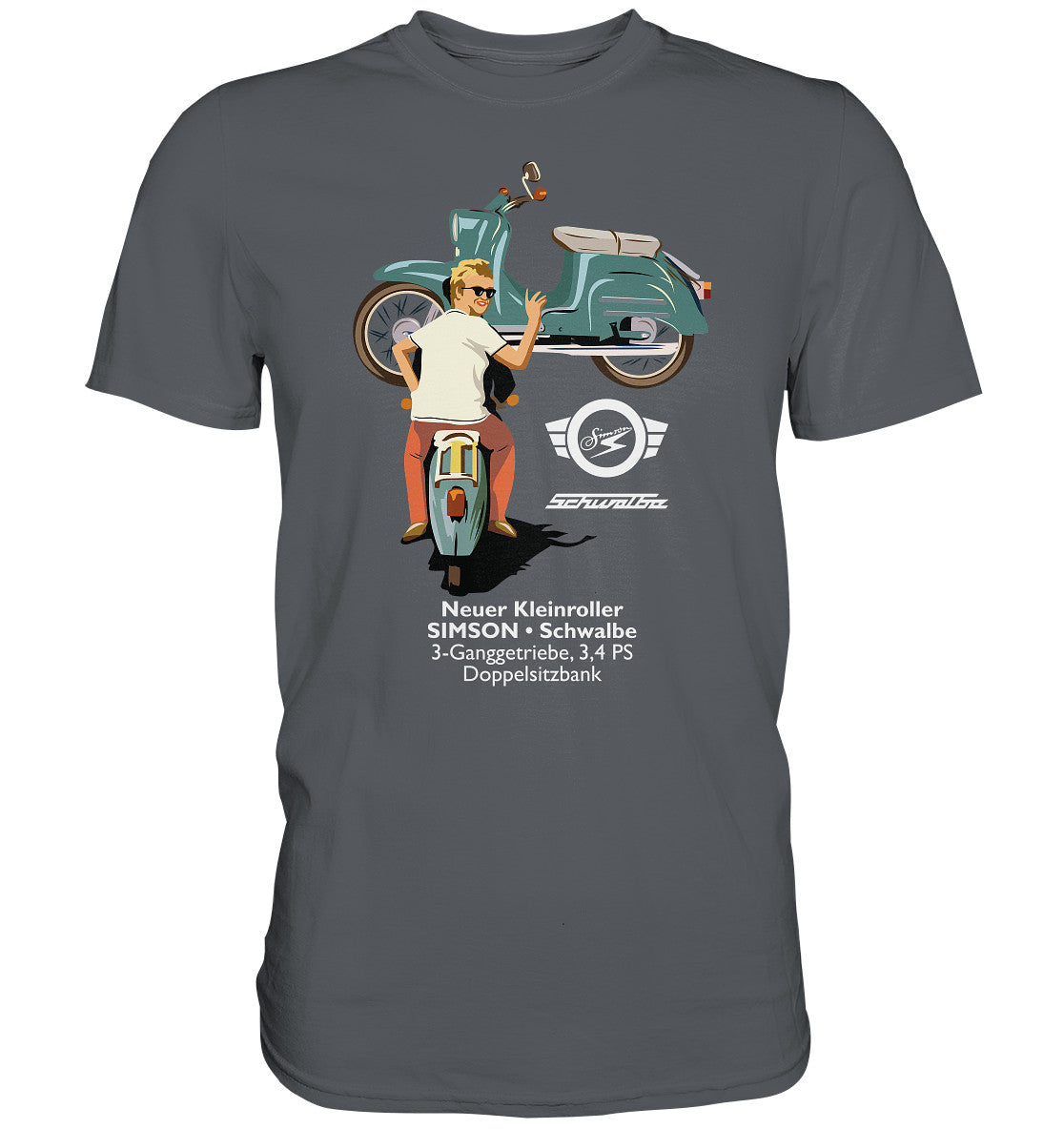 DDR Ostalgie Shirt Unisex • SIMSON SCHWALBE - ORIGINAL WERBUNG 1964 - PLAKAT