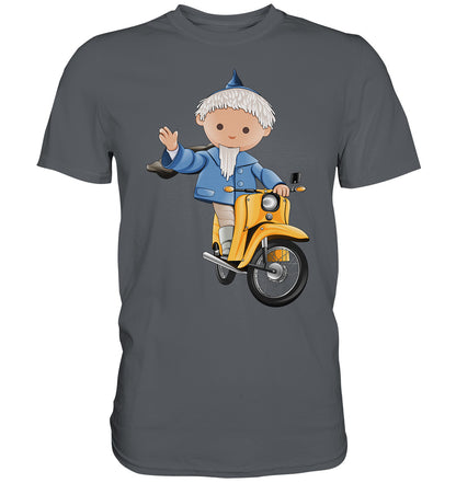 DDR Ostalgie Shirt Unisex • UNSER SANDMÄNNCHEN - AUF DER SCHWALBE - BLAU (PU-137, 1973)