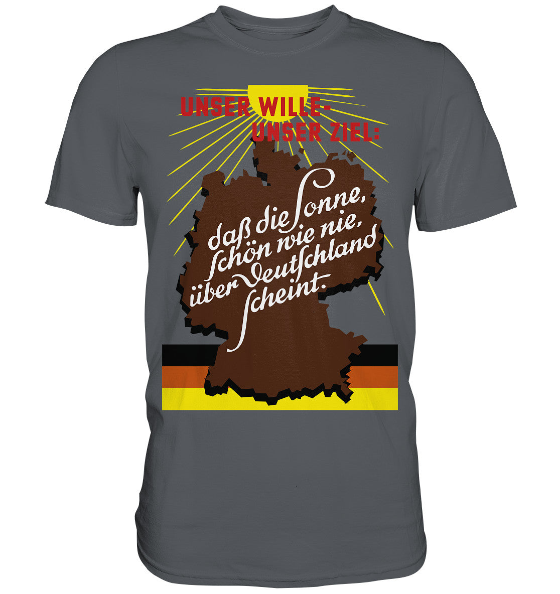 DDR Ostalgie Shirt Unisex • DASS DIE SONNE SCHÖN WIE NIE, ÜBER DEUTSCHLAND SCHEINT - ORIGINAL DDR-PLAKAT