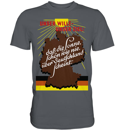 DDR Ostalgie Shirt Unisex • DASS DIE SONNE SCHÖN WIE NIE, ÜBER DEUTSCHLAND SCHEINT - ORIGINAL DDR-PLAKAT