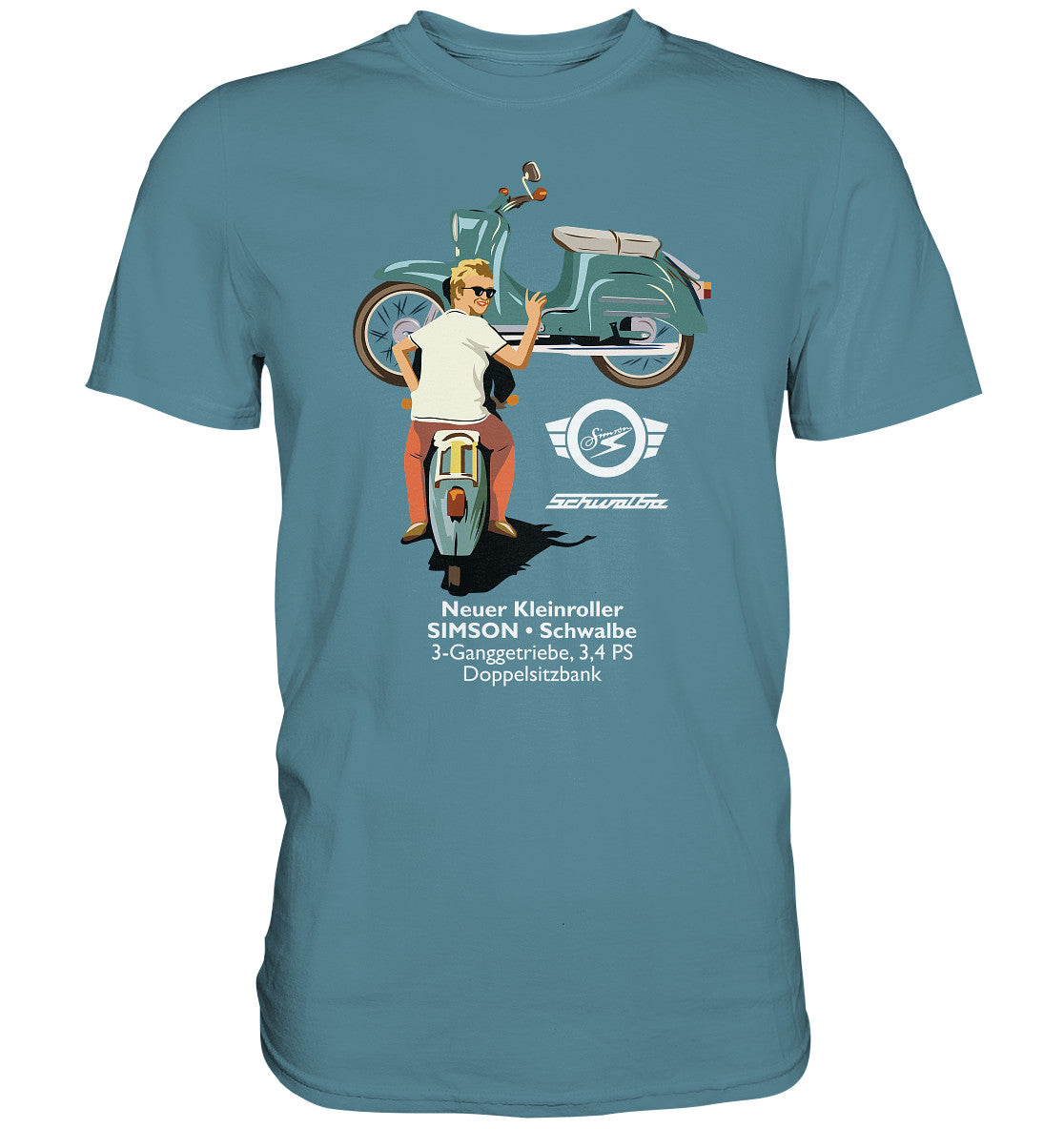 DDR Ostalgie Shirt Unisex • SIMSON SCHWALBE - ORIGINAL WERBUNG 1964 - PLAKAT