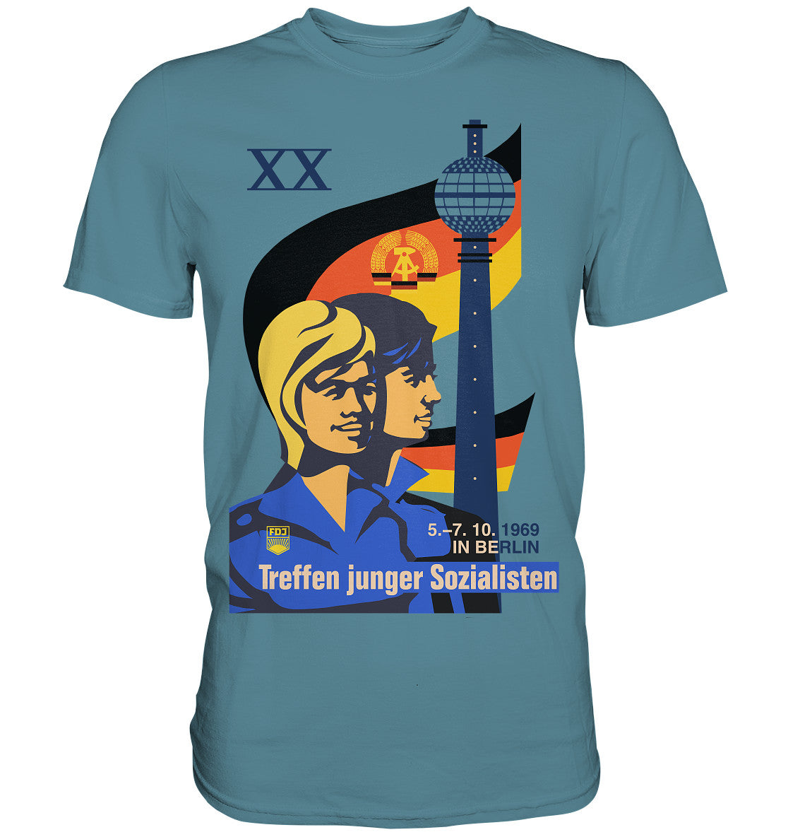 DDR Ostalgie Shirt Unisex • TREFFEN JUNGER SOZIALISTEN BERLIN 1969 (ORIGINAL PLAKAT)