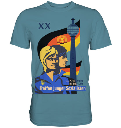 DDR Ostalgie Shirt Unisex • TREFFEN JUNGER SOZIALISTEN BERLIN 1969 (ORIGINAL PLAKAT)