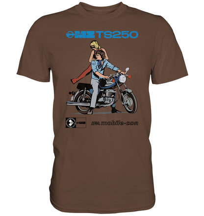 DDR Ostalgie Shirt Unisex • MZ TS 250 BLAU (ORIGINAL DDR-PLAKAT)