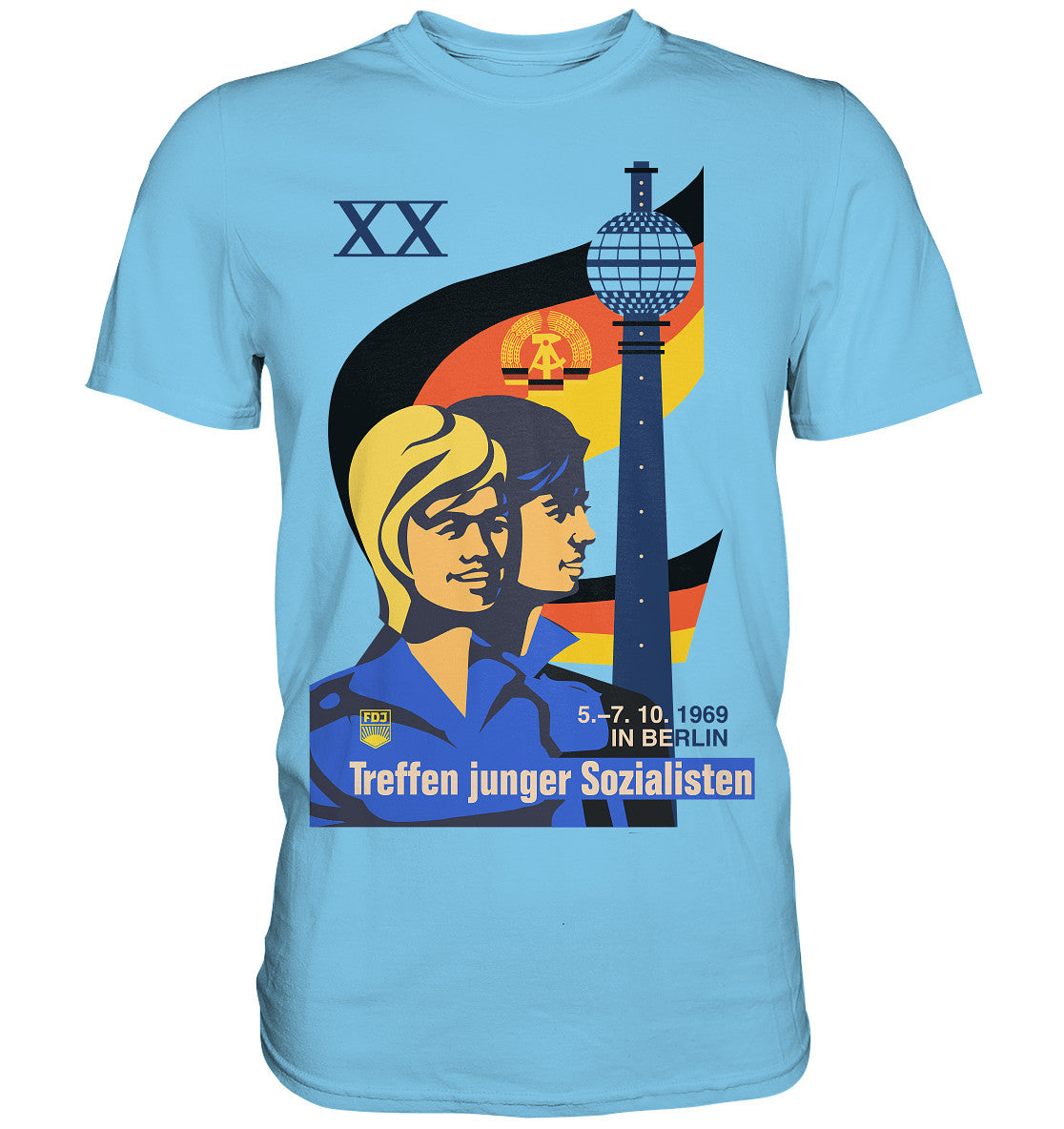 DDR Ostalgie Shirt Unisex • TREFFEN JUNGER SOZIALISTEN BERLIN 1969 (ORIGINAL PLAKAT)