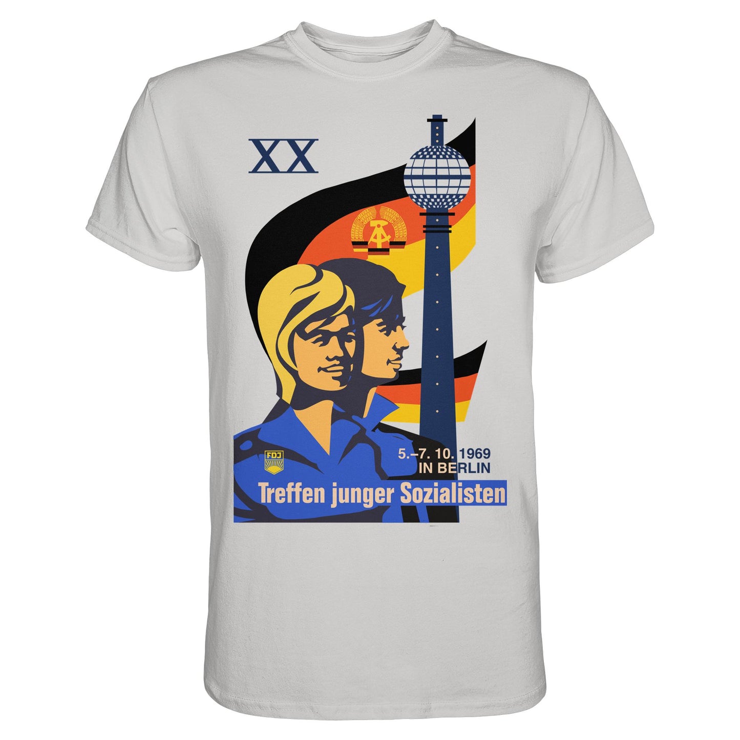 DDR Ostalgie Shirt Unisex • TREFFEN JUNGER SOZIALISTEN BERLIN 1969 (ORIGINAL PLAKAT)