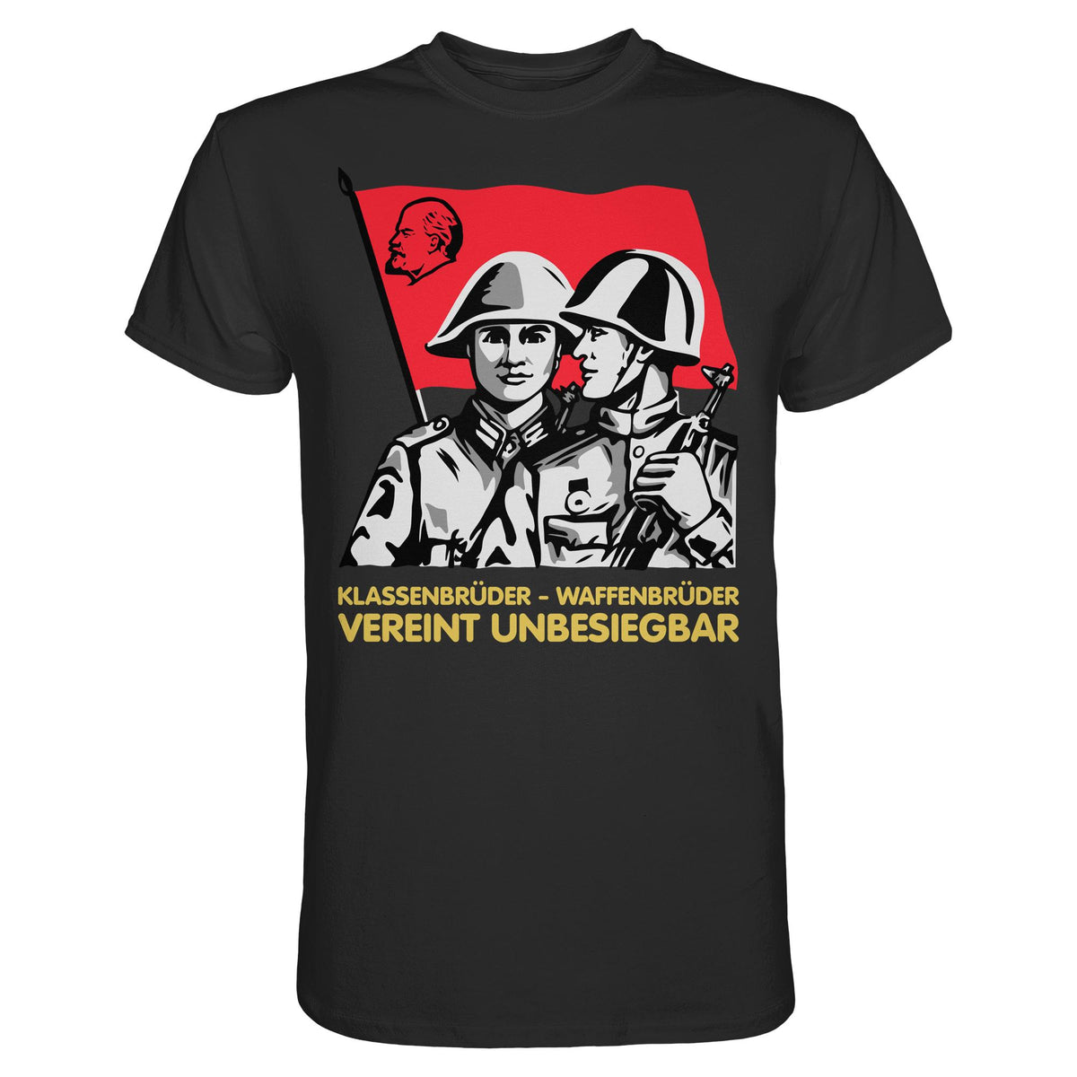 DDR Ostalgie Shirt Unisex • KLASSENBRÜDER WAFFENBRÜDER - VEREINT UNBESIEGBAR (NVA)