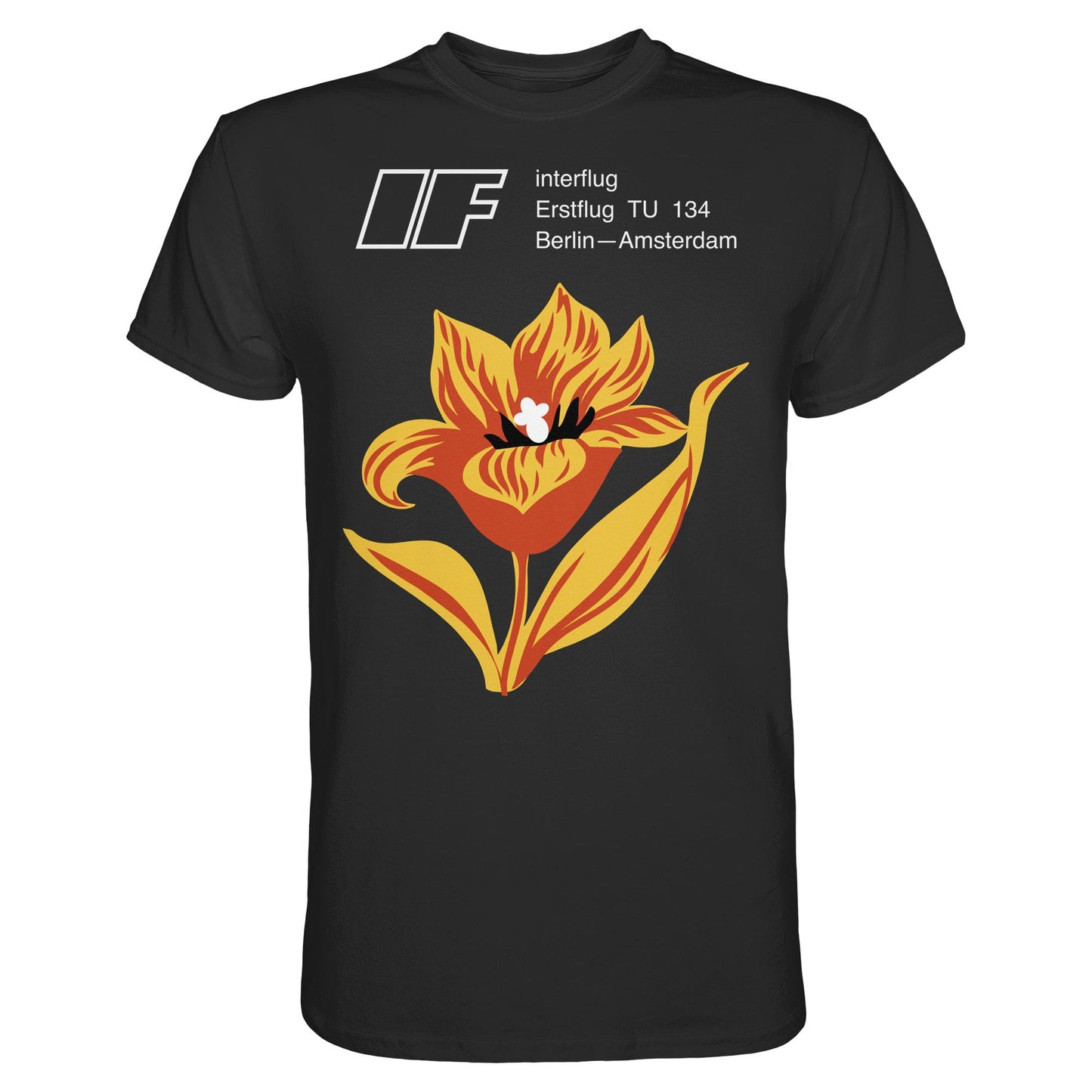 DDR Ostalgie Shirt Unisex • INTERFLUG BERLIN - AMSTERDAM (ORIGINAL SONDERSTEMPEL)