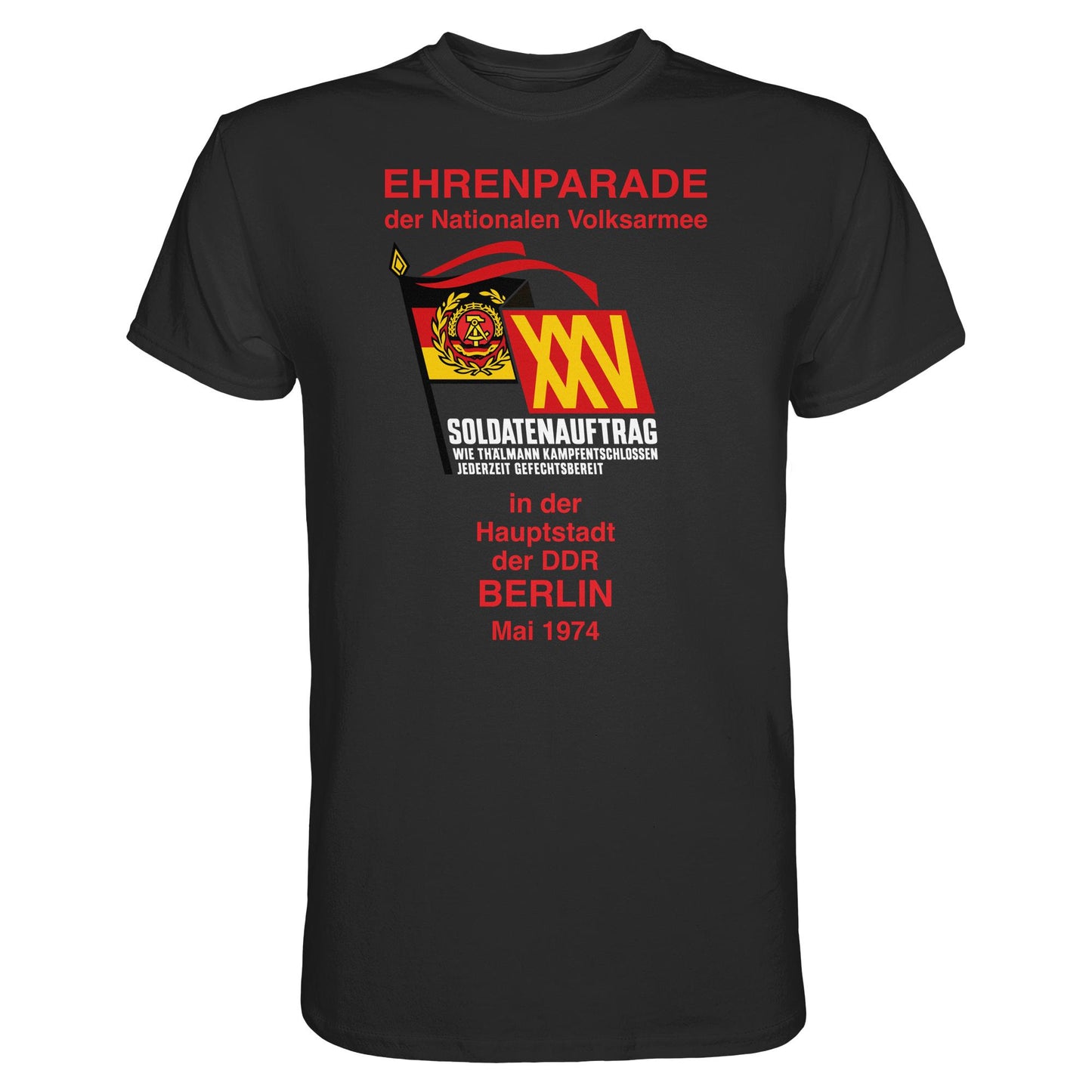 DDR Ostalgie Shirt Unisex • EHRENPARADE DER NVA, 1974 BERLIN (ORIGINALWIMPEL)