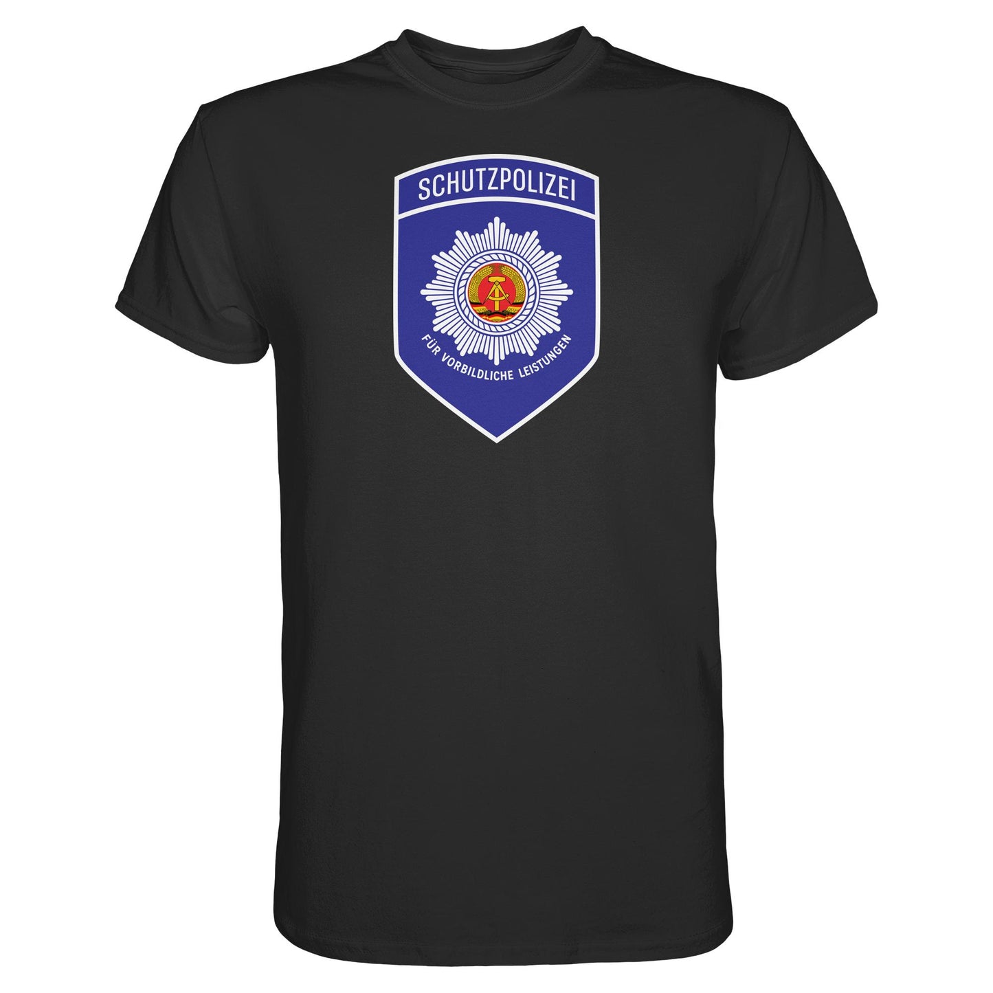 DDR Ostalgie Shirt Unisex • SCHUTZPOLIZEI - FÜR VORBILDLICHE LEISTUNGEN (ORIGINAL-AUFNÄHER)
