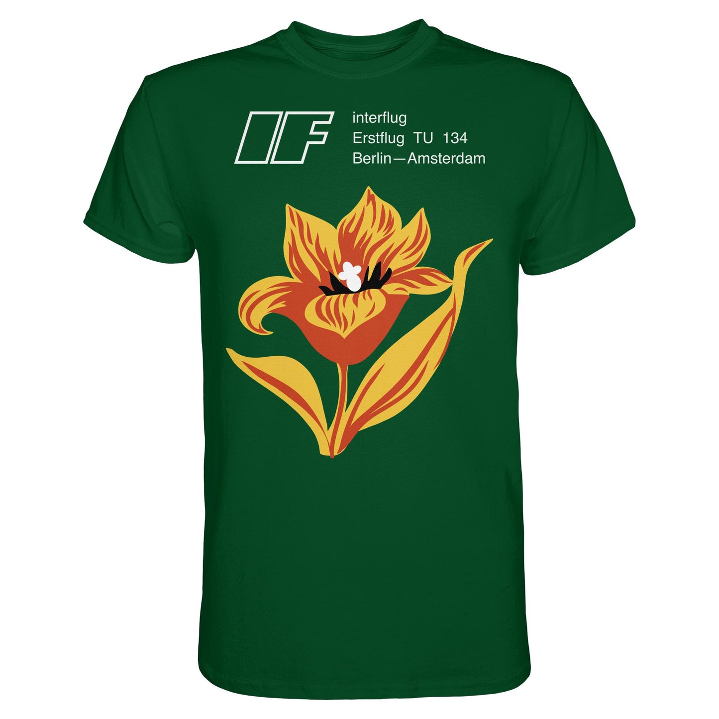 DDR Ostalgie Shirt Unisex • INTERFLUG BERLIN - AMSTERDAM (ORIGINAL SONDERSTEMPEL)