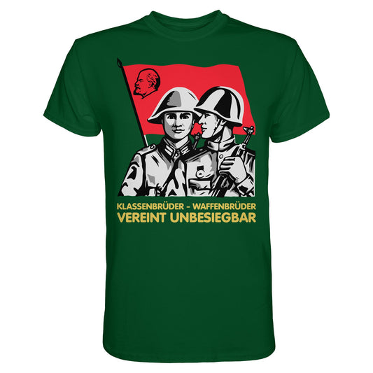 DDR Ostalgie Shirt Unisex • KLASSENBRÜDER WAFFENBRÜDER - VEREINT UNBESIEGBAR (NVA)