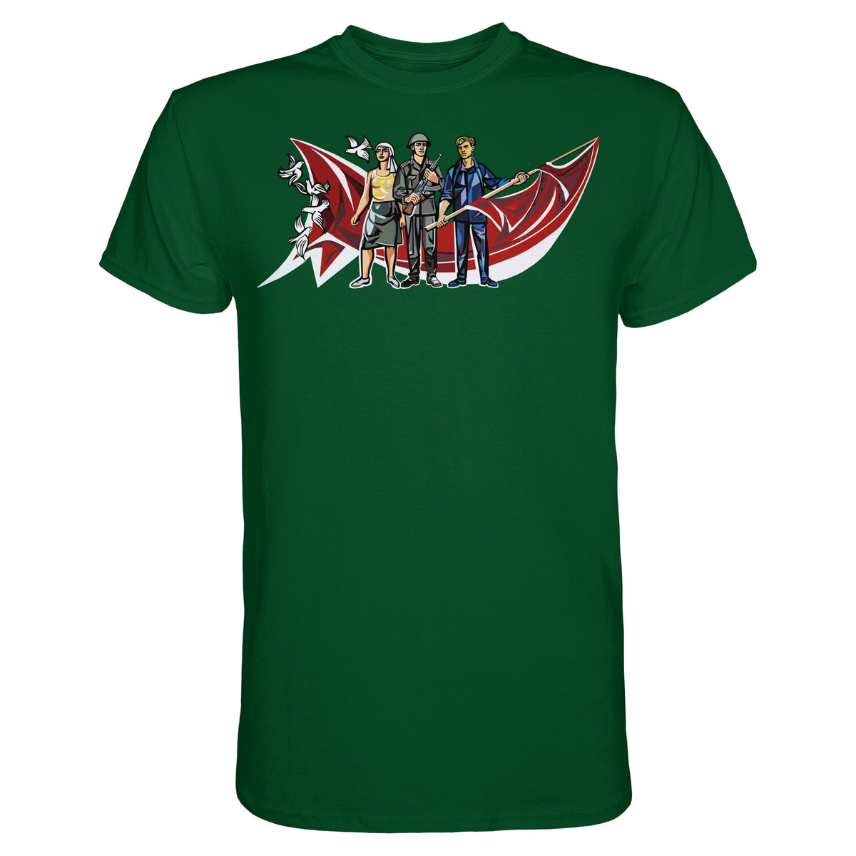 DDR Ostalgie Shirt Unisex • WALTER WOMACKA - BÄUERIN, NVA-SOLDAT & ARBEITER (MOSAIK HAUS DES LEHRERS, 1964)