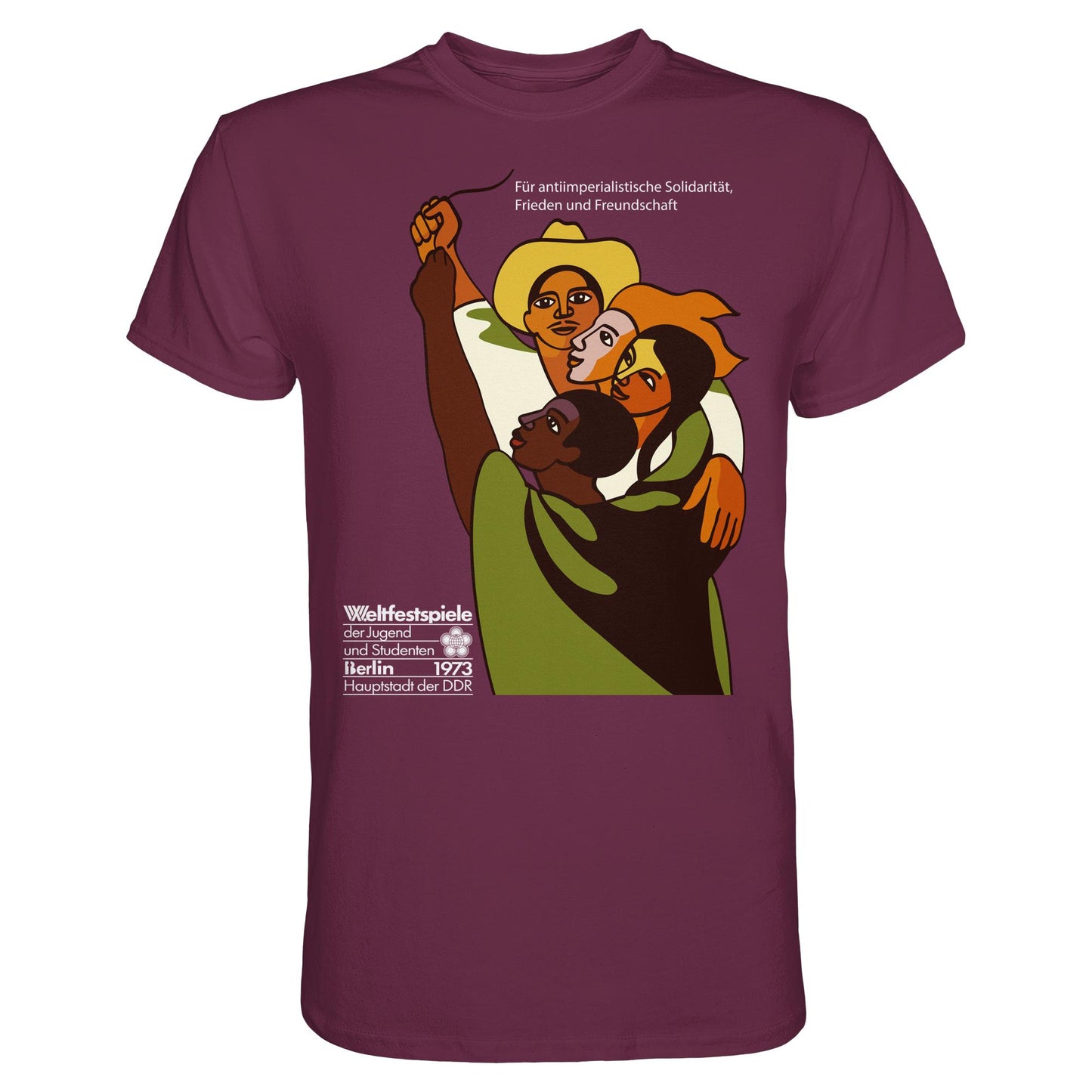DDR Ostalgie Shirt Unisex • FÜR FRIEDEN UND FREUNDSCHAFT - ORIGINALPOSTER WELTFESTSPIELE BERLIN 1973