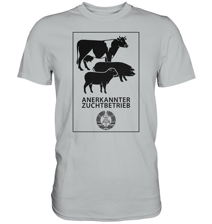 DDR Ostalgie Shirt Unisex • ANERKANNTER ZUCHTBETRIEB (ORIGINALSCHILD)