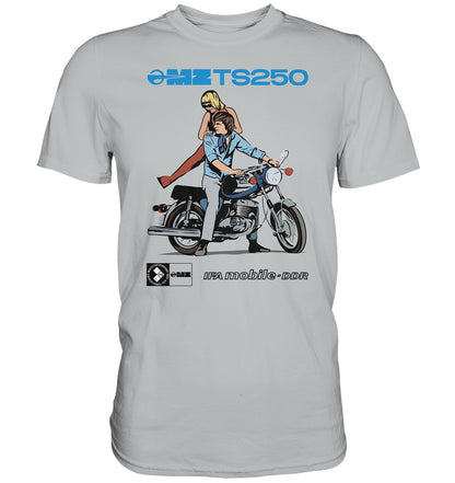 DDR Ostalgie Shirt Unisex • MZ TS 250 BLAU (ORIGINAL DDR-PLAKAT)