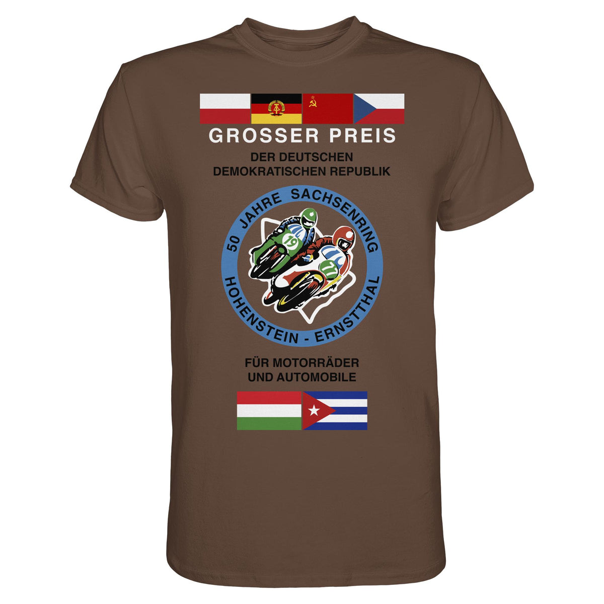 DDR Ostalgie Shirt Unisex • 50 JAHRE SACHSENRING - GROSSER PREIS DER DDR 1977