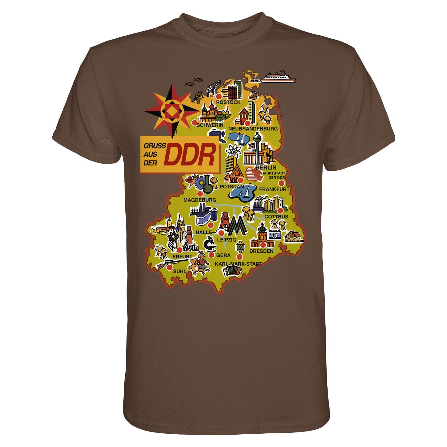 DDR Ostalgie Shirt Unisex • GRUSS AUS DER DDR (ORIGINAL POSTKARTE)