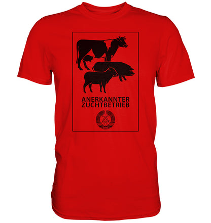 DDR Ostalgie Shirt Unisex • ANERKANNTER ZUCHTBETRIEB (ORIGINALSCHILD)