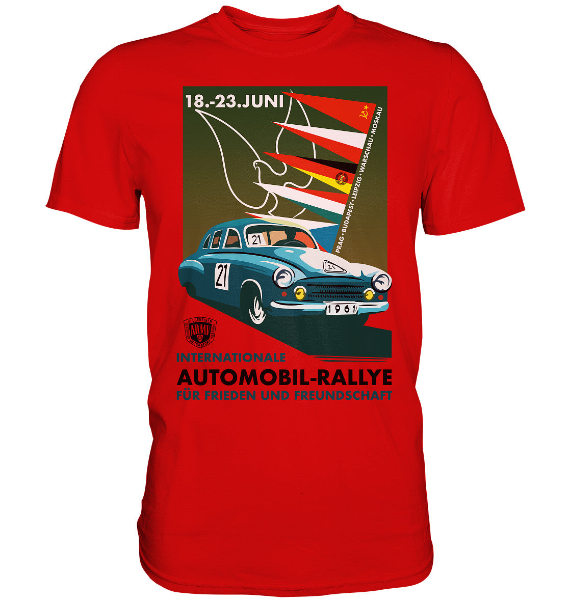 DDR Ostalgie Shirt Unisex • INTERNATIONALE RALLYE WARTBURG 1961 (ORIGINAL-PLAKAT)