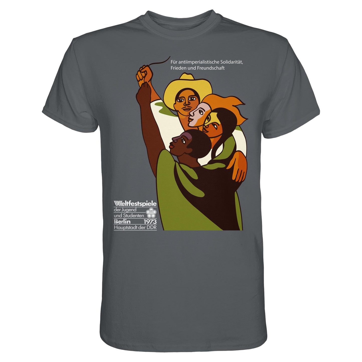 DDR Ostalgie Shirt Unisex • FÜR FRIEDEN UND FREUNDSCHAFT - ORIGINALPOSTER WELTFESTSPIELE BERLIN 1973