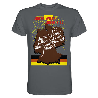 DDR Ostalgie Shirt Unisex • DASS DIE SONNE SCHÖN WIE NIE, ÜBER DEUTSCHLAND SCHEINT - ORIGINAL DDR-PLAKAT