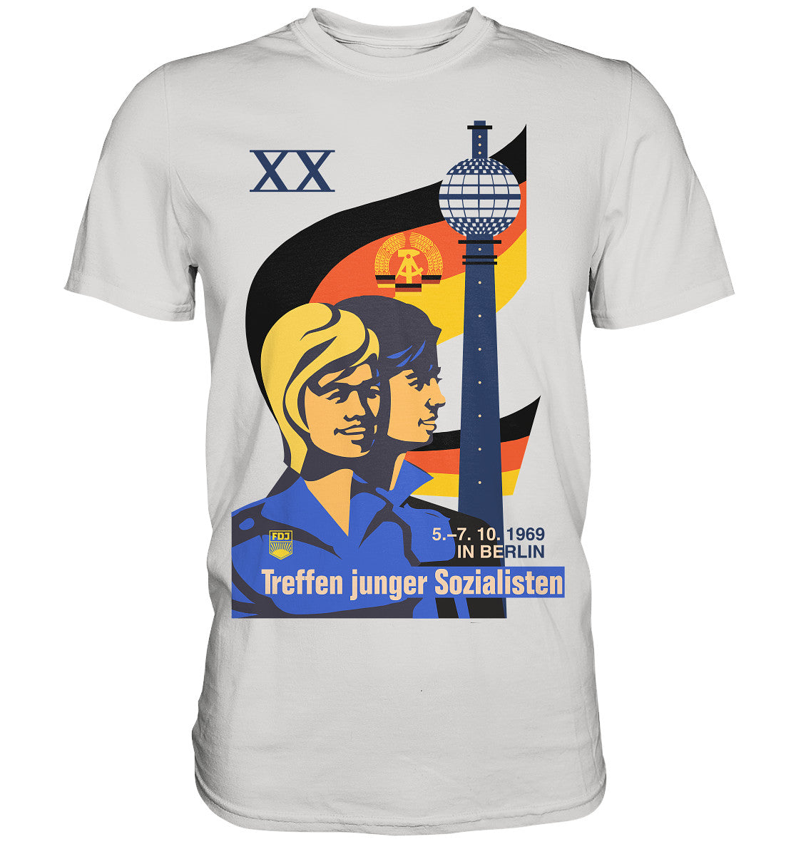 DDR Ostalgie Shirt Unisex • TREFFEN JUNGER SOZIALISTEN BERLIN 1969 (ORIGINAL PLAKAT)