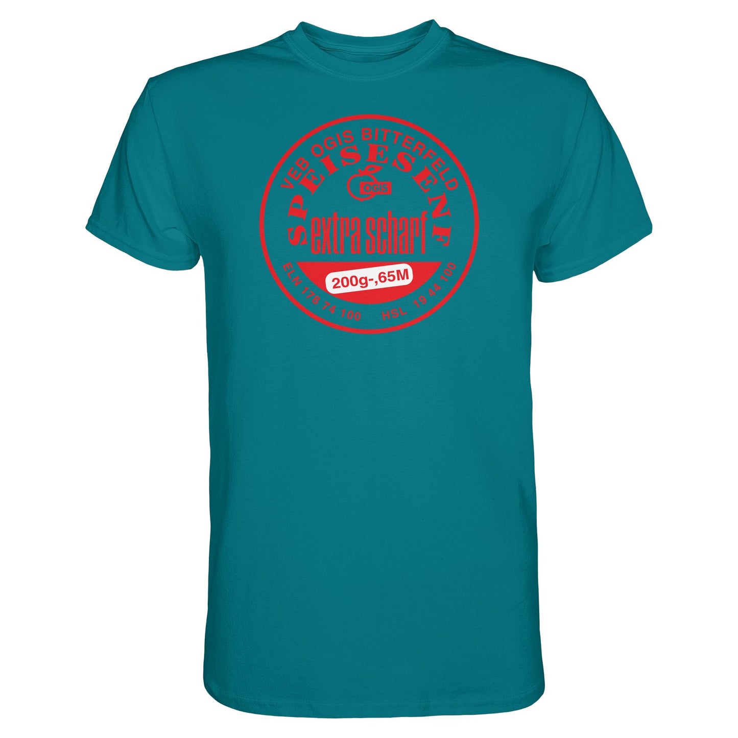 DDR Ostalgie Shirt Unisex • VEB OGIS BITTERFELD - SPEISESENF EXTRASCHARF