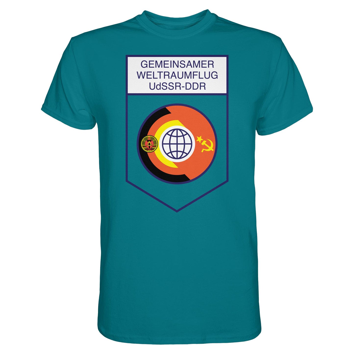 DDR Ostalgie Shirt Unisex • GEMEINSAMER WELTRAUMFLUG UDSSR-DDR (ORIGINAL WIMPEL)
