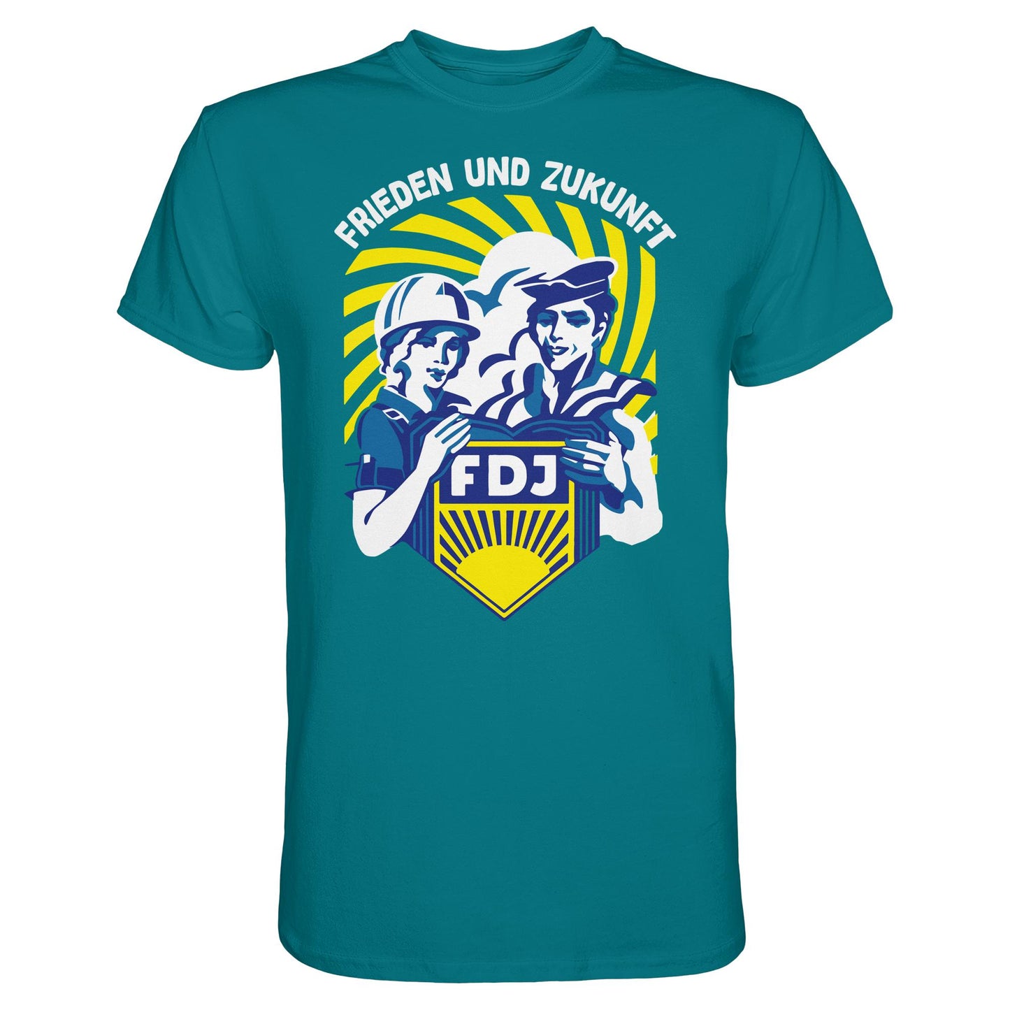 DDR Ostalgie Shirt Unisex • FDJ - FRIEDEN UND ZUKUNFT (ORIGINAL WIMPEL)