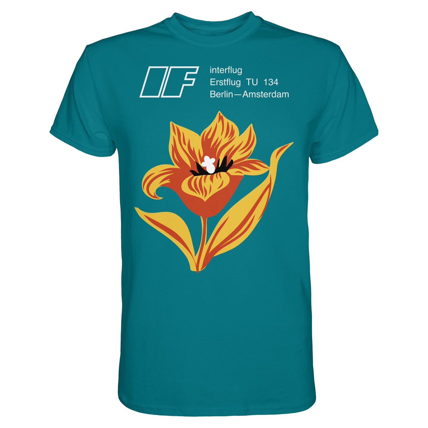 DDR Ostalgie Shirt Unisex • INTERFLUG BERLIN - AMSTERDAM (ORIGINAL SONDERSTEMPEL)