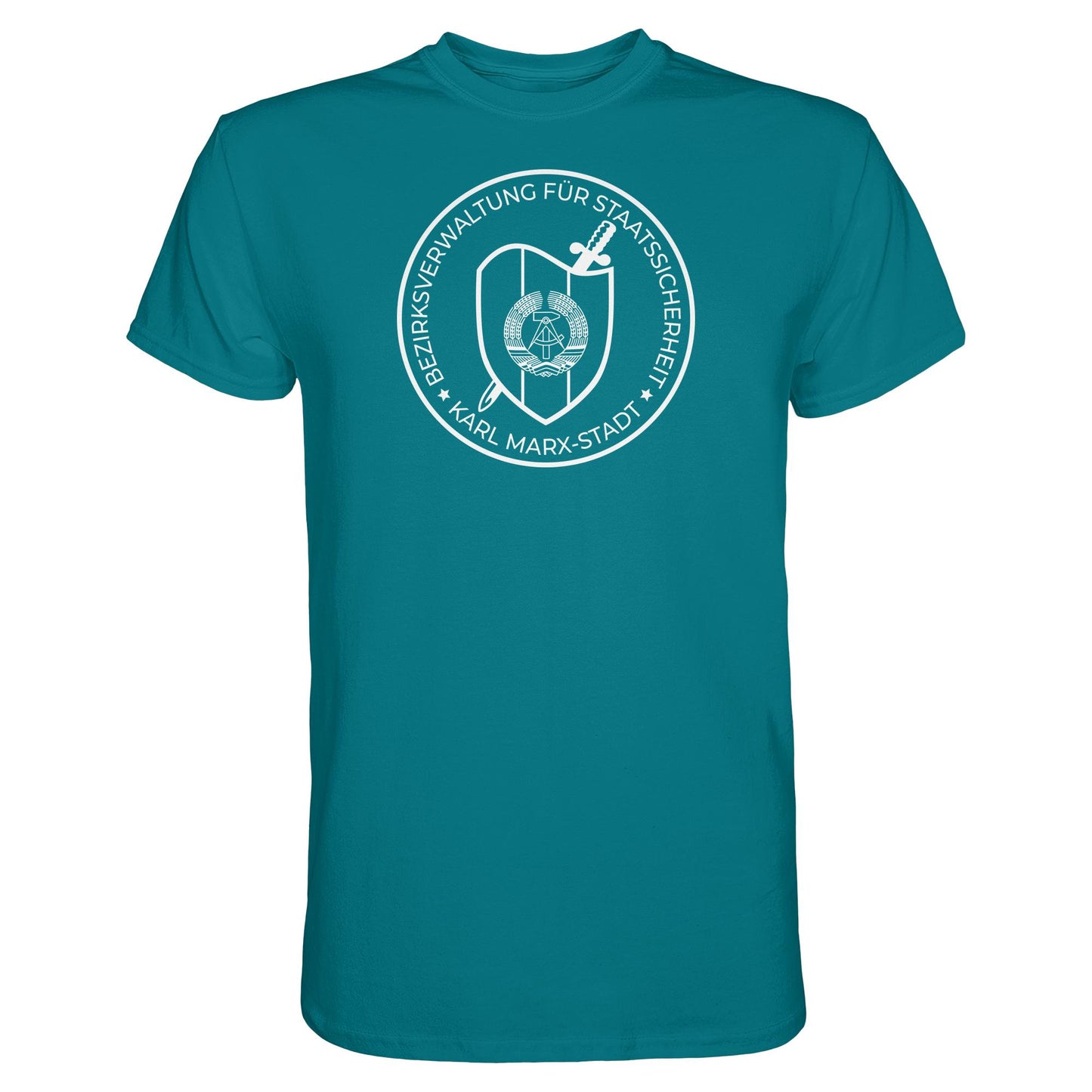 DDR Ostalgie Shirt Unisex • BEZIRKSVERWALTUNG STAATSSICHERHEIT KARL MARX STADT