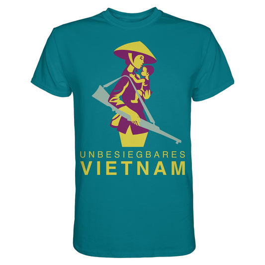 DDR Ostalgie Shirt Unisex • UNBESIEGBARES VIETNAM (DDR-BRIEFMARKE)