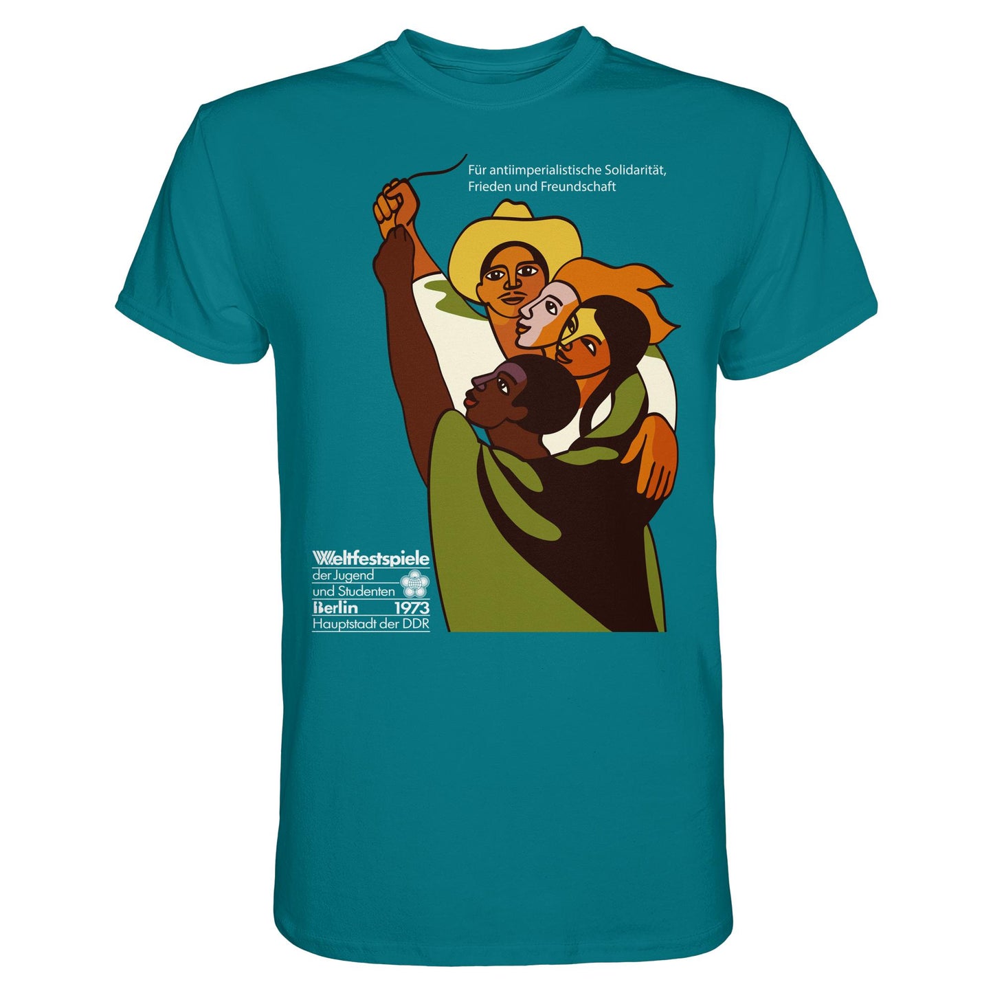 DDR Ostalgie Shirt Unisex • FÜR FRIEDEN UND FREUNDSCHAFT - ORIGINALPOSTER WELTFESTSPIELE BERLIN 1973