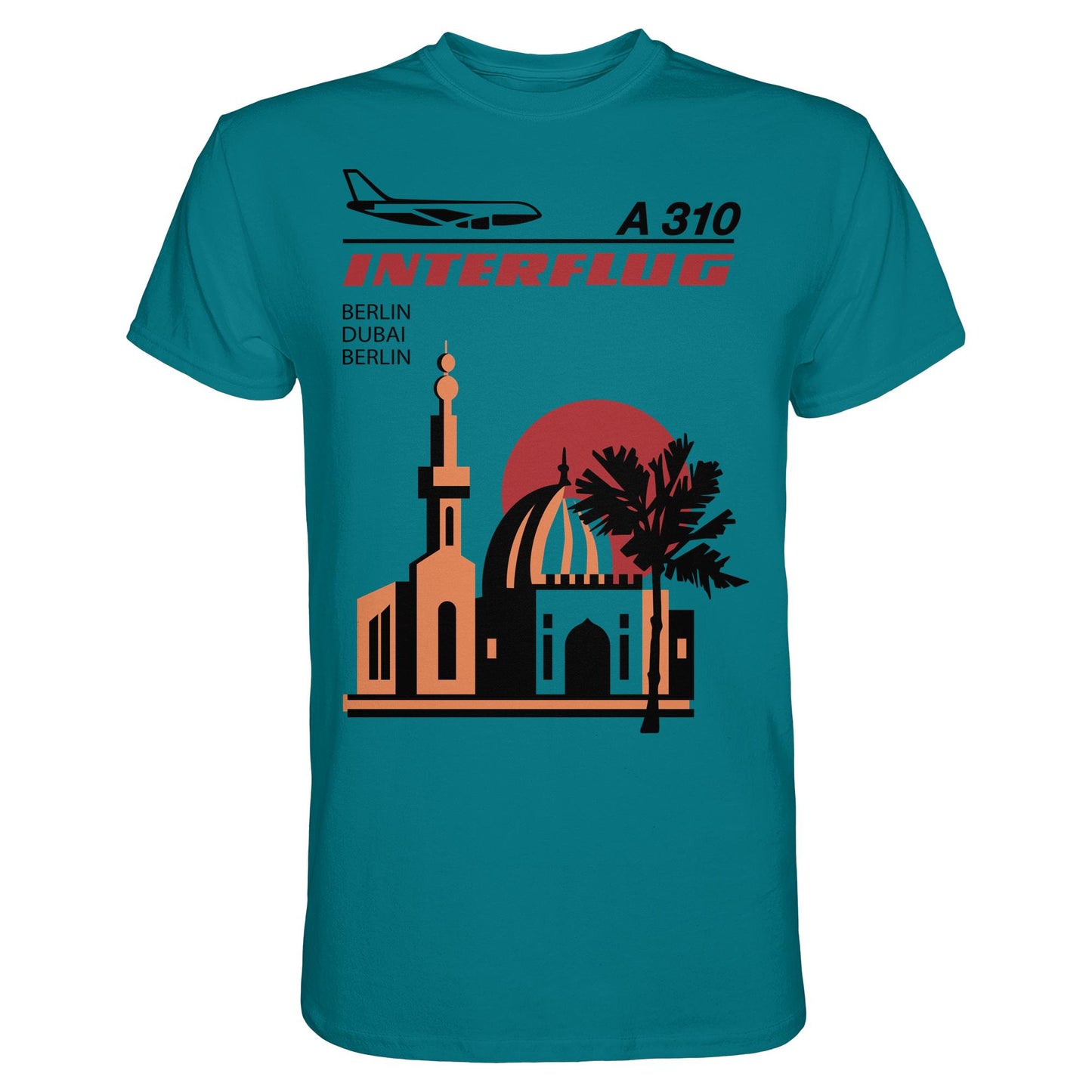 DDR Ostalgie Shirt Unisex • INTERFLUG BERLIN - DUBAI (ORIGINAL SONDERSTEMPEL)
